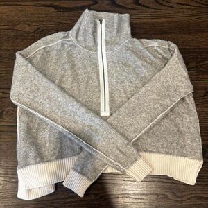 Free People Gray Turtleneck Sweater with Ribbed Cuffs